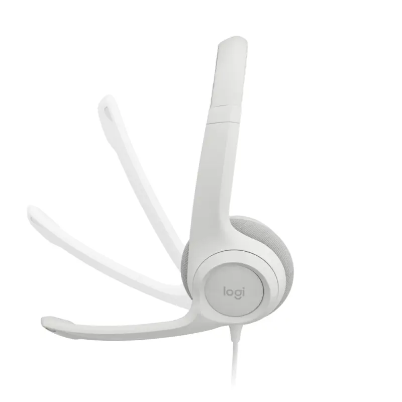 AUDÍFONOS DE COLOR BLANCO LOGITECH DE CABLE USB TIPO-A CON MICROFONO PARA COMPUTADORAS H390